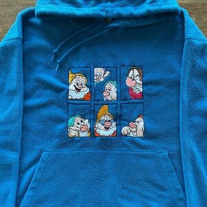 VINTAGE 90’s Adult Disney Fleece Hoodie With Embroidered Seven Dwarves Size S